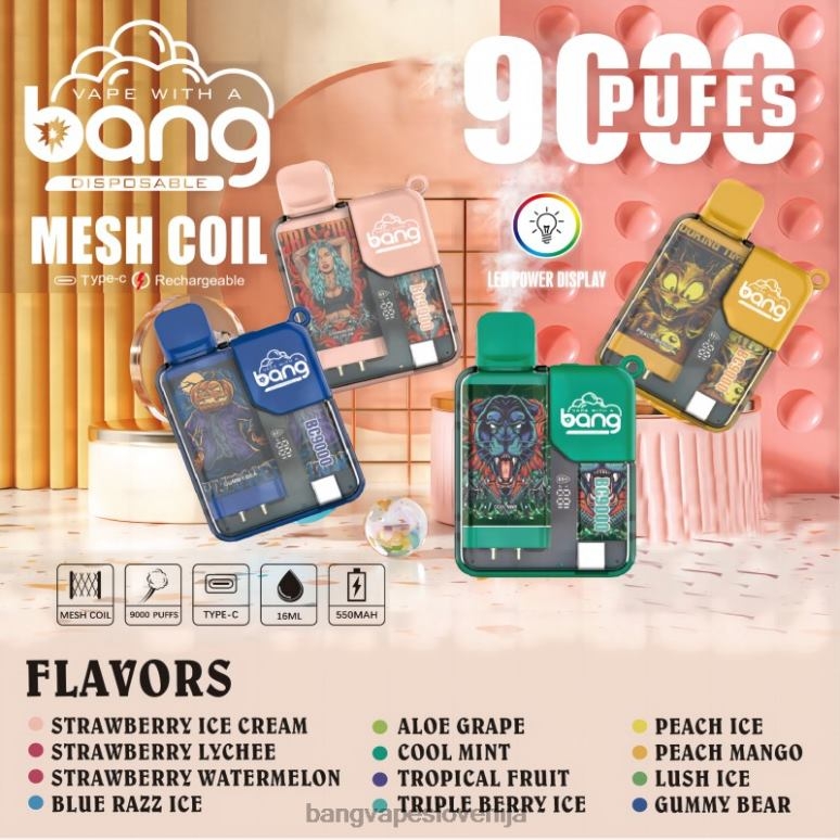Bang Vape Box BC9000 napolnjena 16 ml za enkratno uporabo PN4LX6 - Bang Box Vape Flavors