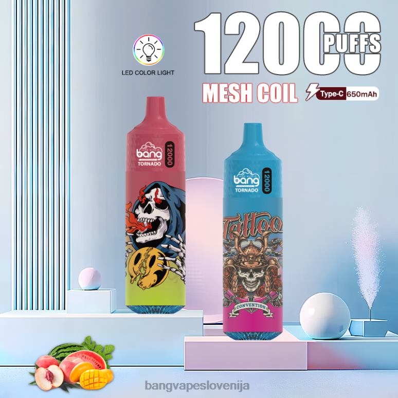 Bang Vape Tornado 12000 vpihov z LED in mrežasto tuljavo za enkratno uporabo PN4LX4 - Bang Disposable Vape Review