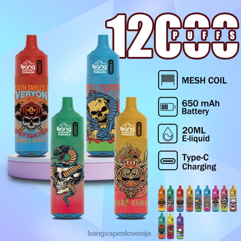 Bang Vape Tornado 12000 vpihov z LED in mrežasto tuljavo za enkratno uporabo PN4LX4 - Bang Disposable Vape Review