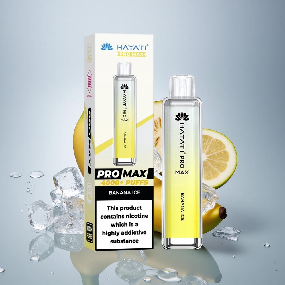 Hayati Pro Max 4000 Puffs Banana Ledeni z 5% nikotina in 1400mAh