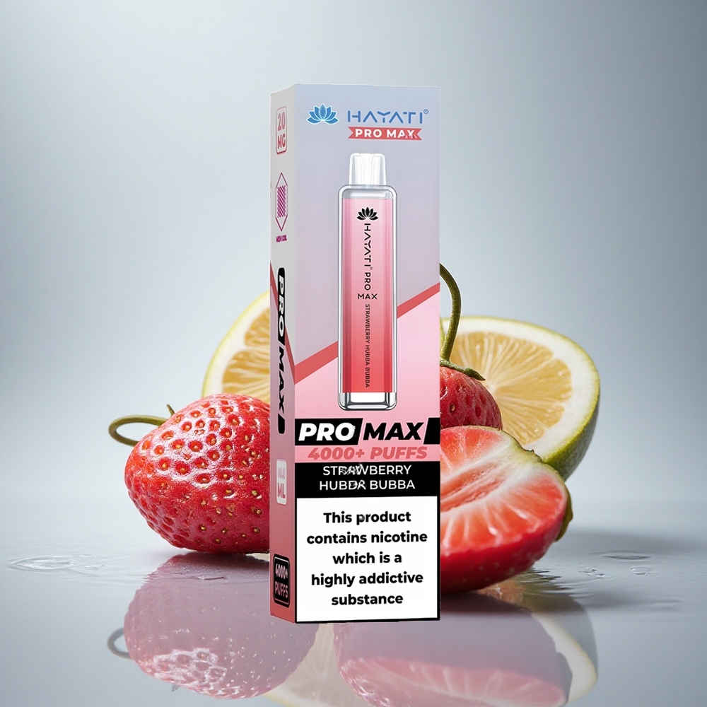 Hayati Pro Max 4000 Puffs Jagoda Hubba Bubba z 5% nikotina in 1400mAh baterijo