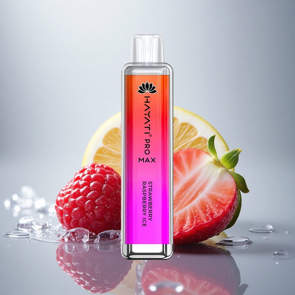 Hayati Pro Max 4000 Puffs Jagoda Malinova Led z 2% nikotina in 1400mAh baterijo