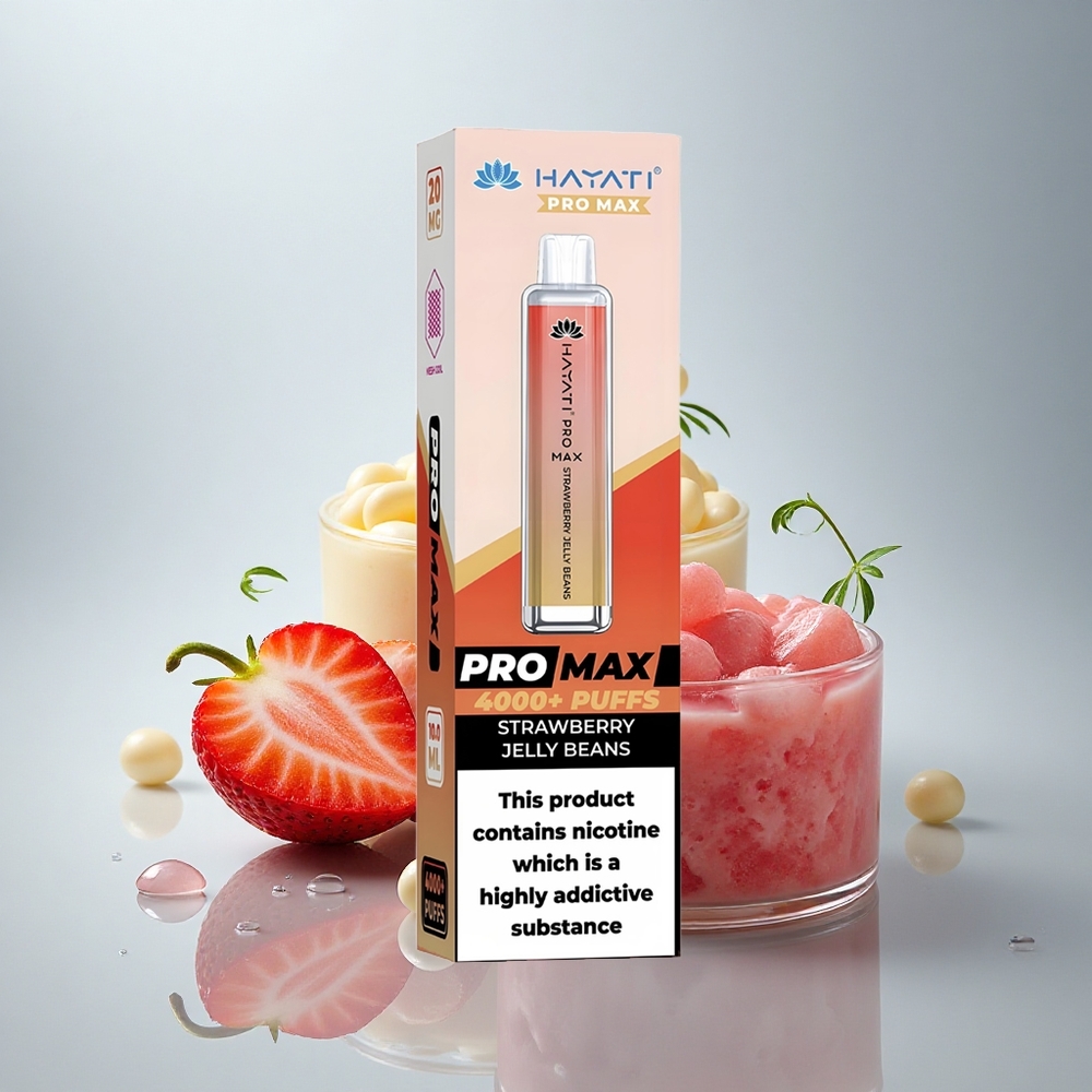 Hayati Pro Max 4000 Puffs Jagodni Žele Bonboni z 2ml Rezervoarjem in 1400mAh Baterijo