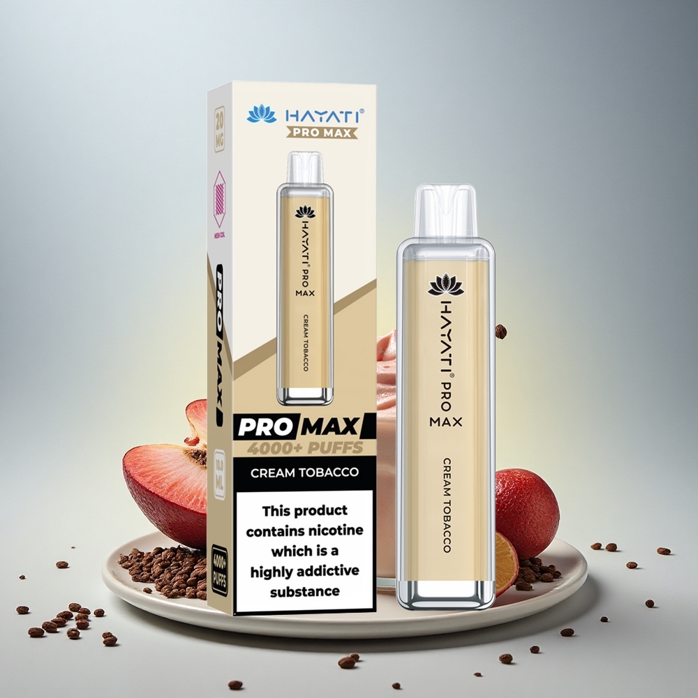 Hayati Pro Max 4000 Puffs Krema Tobak Dual 1.1 Ohm Mesh Coil 1400mAh LED