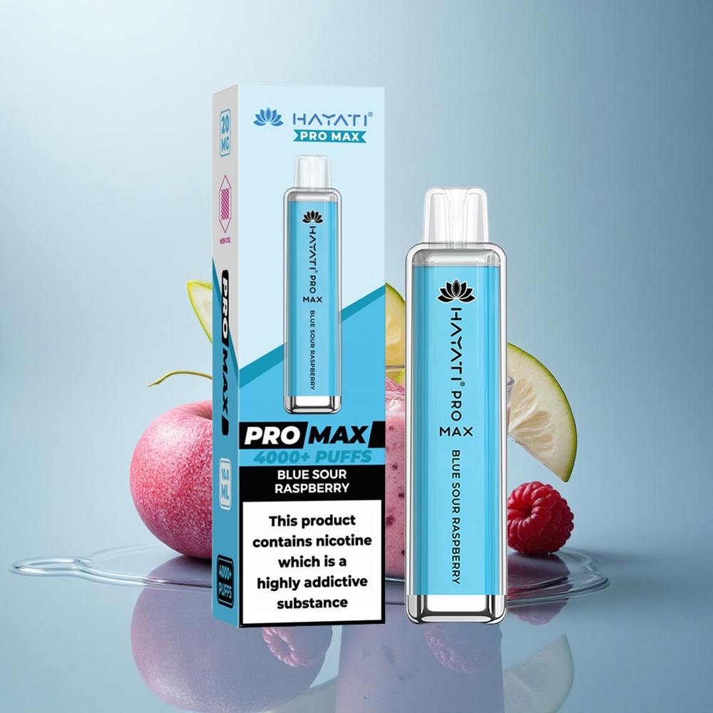 Hayati Pro Max 4000 Puffs Modra Kisla Malina 1400mAh 5% Nikotina