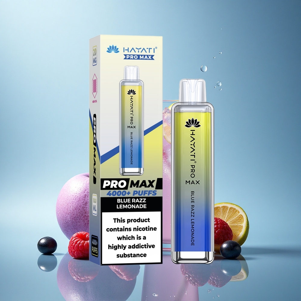 Hayati Pro Max 4000 Puffs Modra Malina Limonada z 5% Nikotina in 1400mAh Baterijo