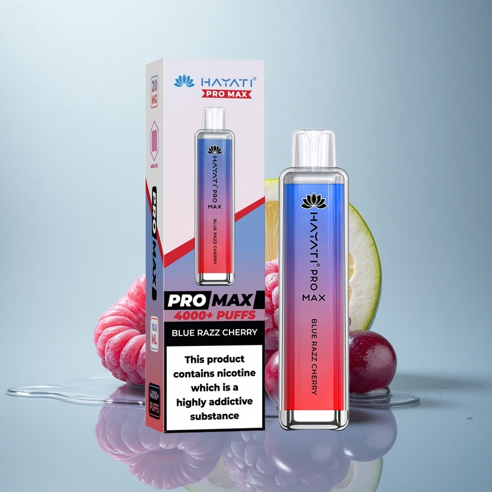 Hayati Pro Max 4000 Puffs Modra Malina Češnja z 5% Nikotina in 1400mAh Baterijo