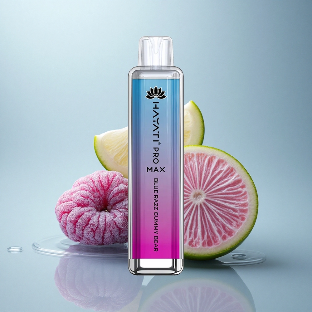 Hayati Pro Max 4000 Puffs Modra Malinasta Gumi Medved Z Majhno Mrežasto Tuljavo In 1400mAh Baterijo