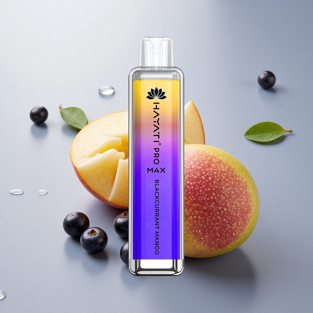 Hayati Pro Max 4000 Puffs Črni ribez manga z 5 % nikotina in 1400mAh baterijo