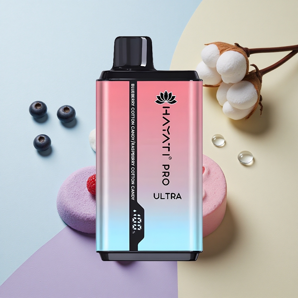 Hayati Pro Ultra 15000 Puffs Boravnica Sladkorna Vata Malina Sladkorna Vata 850mAh 2% nikotina