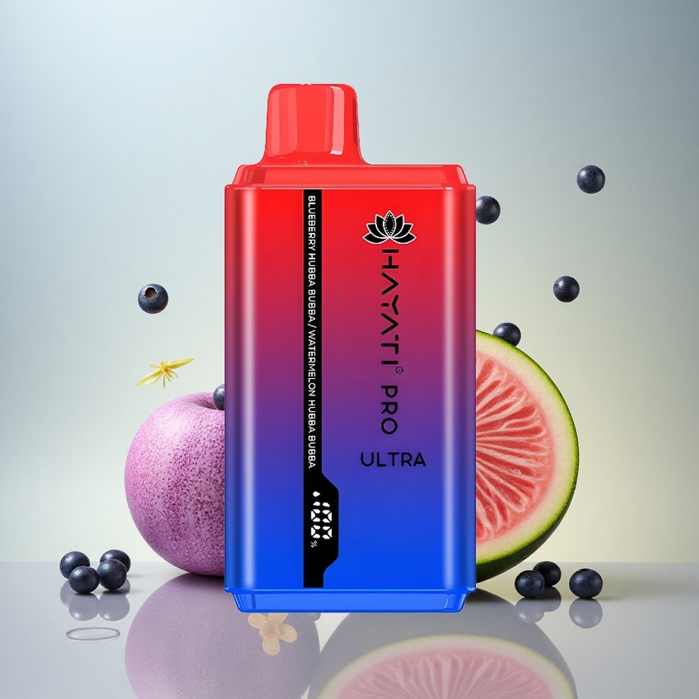 Hayati Pro Ultra 15000 Puffs Borovnica Hubba Bubba Lubenica Hubba Bubba z 2% nikotina in 850mAh baterijo