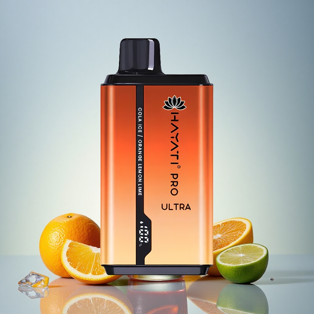 Hayati Pro Ultra 15000 Puffs Cola Ledena Pomaranča Limona & Apno z 2% nikotina in 850mAh