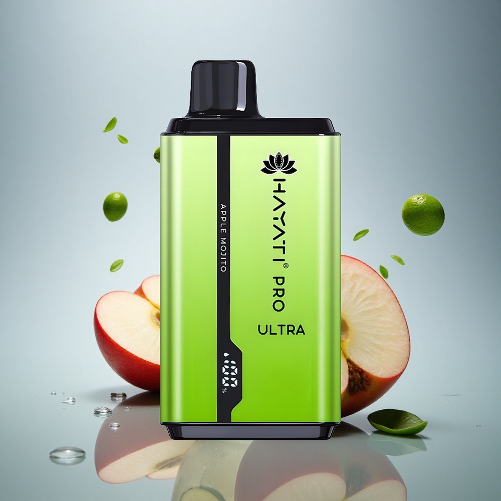 Hayati Pro Ultra 15000 Puffs Jabolko Mojito z 2% nikotina in 850mAh