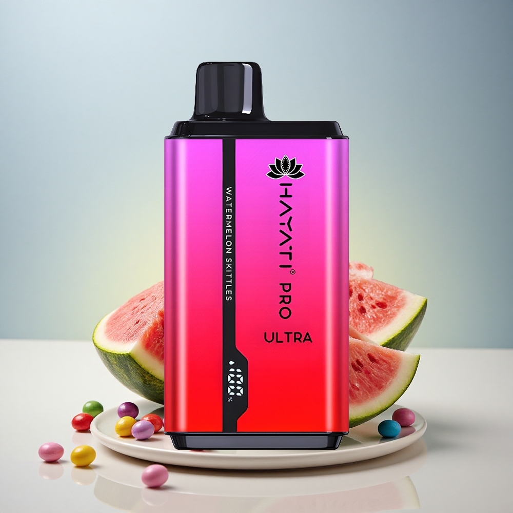 Hayati Pro Ultra 15000 Puffs Lubenikovi Skittles z 2% nikotina in 850mAh baterijo