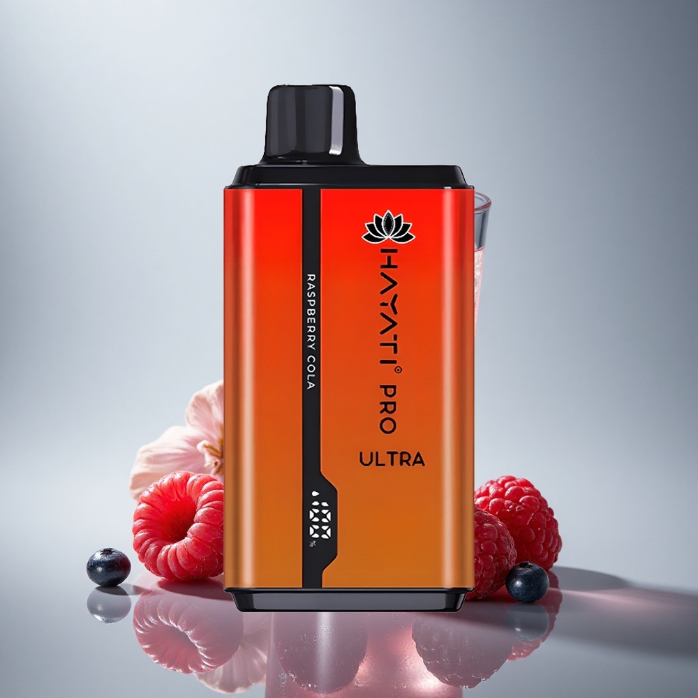 Hayati Pro Ultra 15000 Puffs Malinova Kola z 850mAh in 2% nikotina