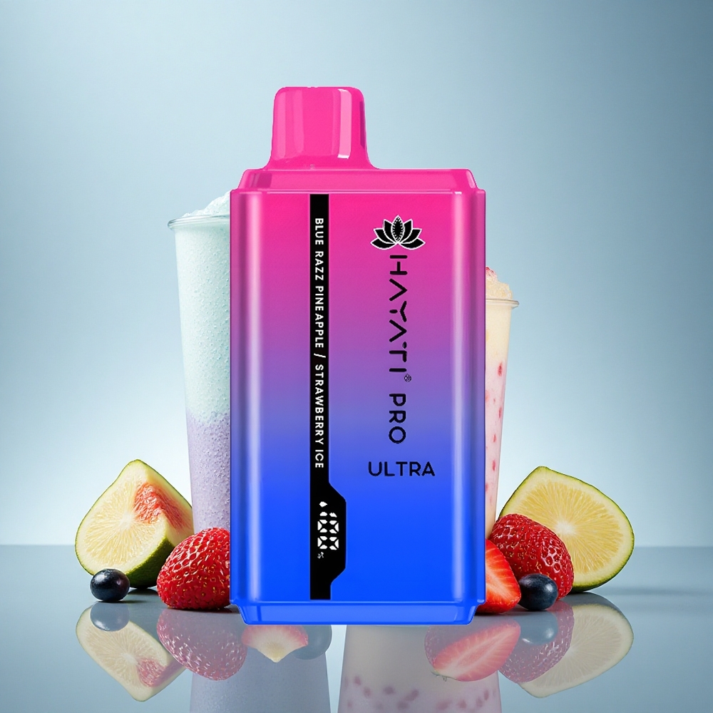 Hayati Pro Ultra 15000 Puffs Modra Malina Ananas Jagoda Led 850mAh 2% nikotina