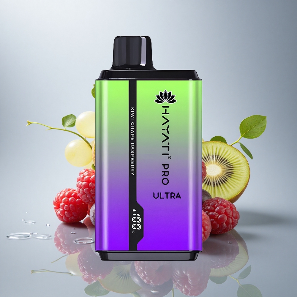 Hayati Pro Ultra 15000 Puffs Sladki Grozd Malina z 2% nikotina in 850mAh baterijo
