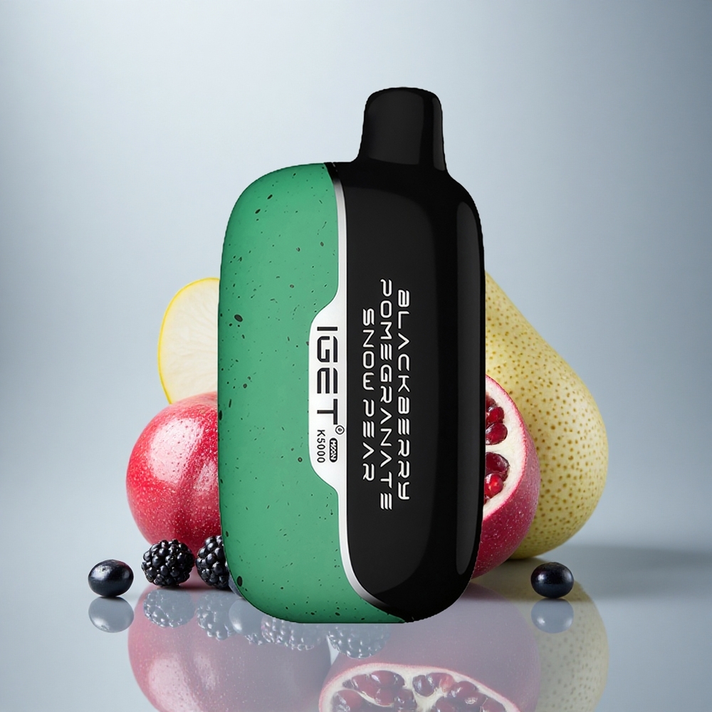 IGET Moon K5000 Puffs Borovnica Granat Jablan Sneg z Velikostjo 49,5x25,3x99,4 mm in Neto Težo 81,5 g