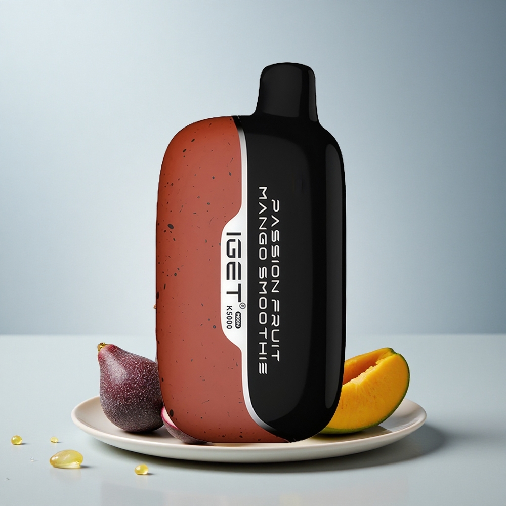 IGET Moon K5000 Puffs Pasijonasti mango smoothie z 5000 pufi, 81,5 g neto teže, velikost 49,5x25,3x99,4 mm