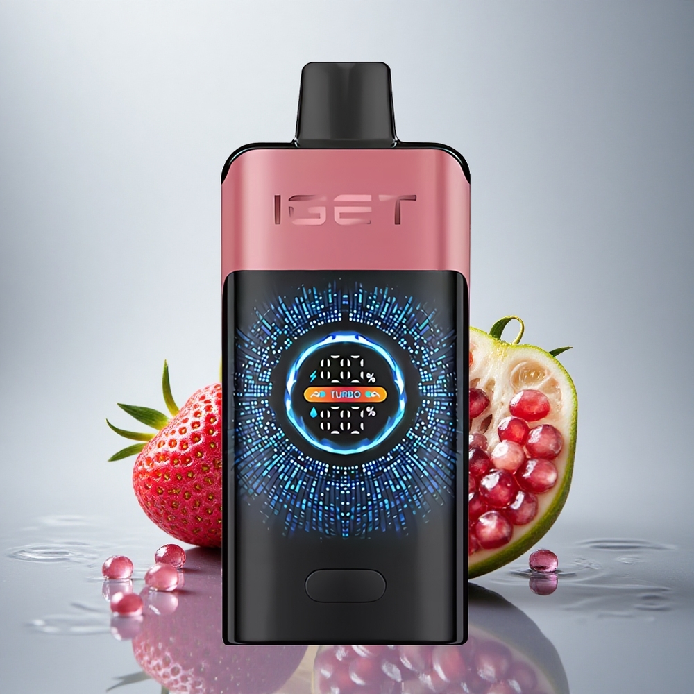 IGET ONE 12000 Puffs Jagoda Granatni Led z 2700 mAh in Velikim Pravokotnim Barvnim Zaslonom