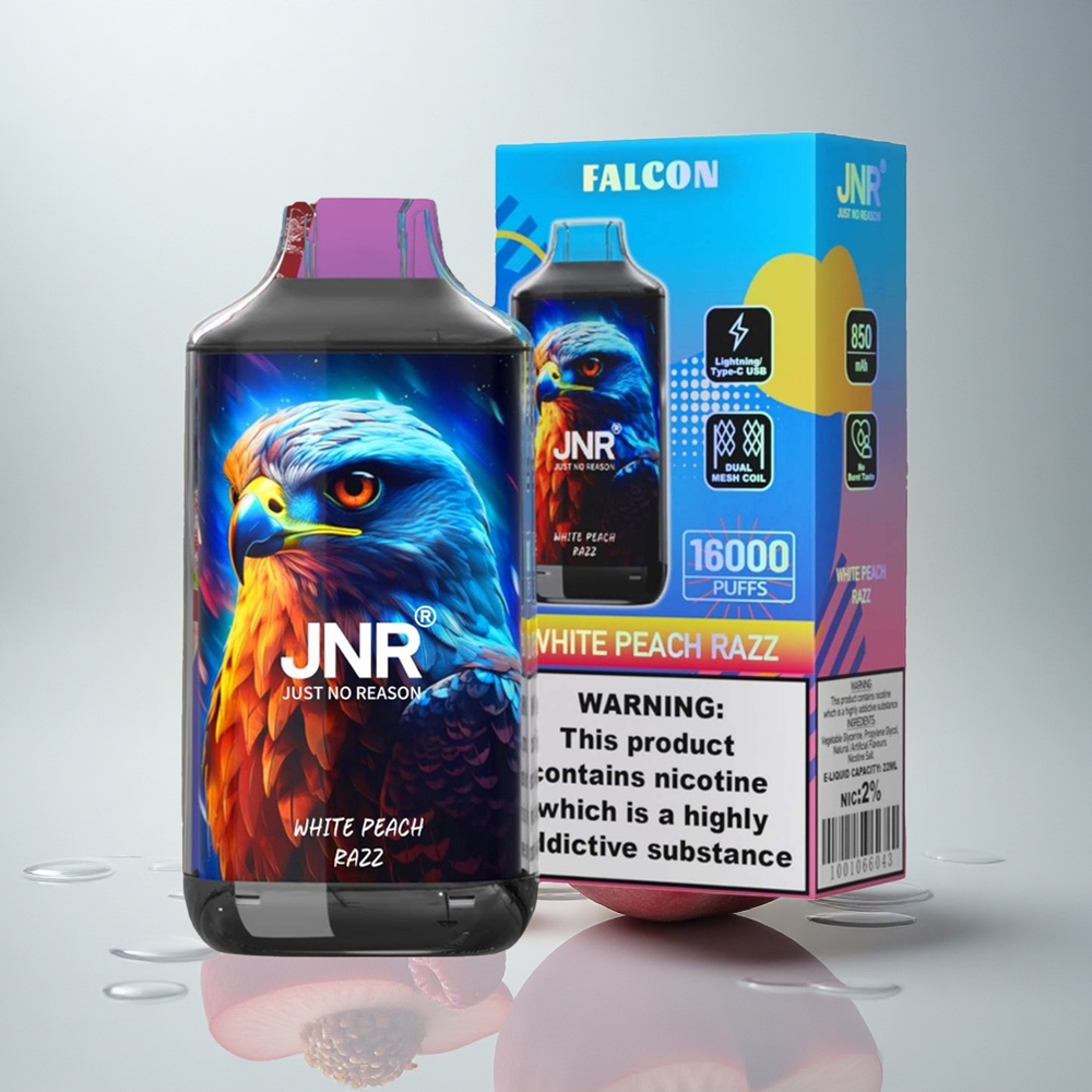 JNR Falcon 16000 Bela Breskva Razz z 22ml E-tekočine in 850 mAh
