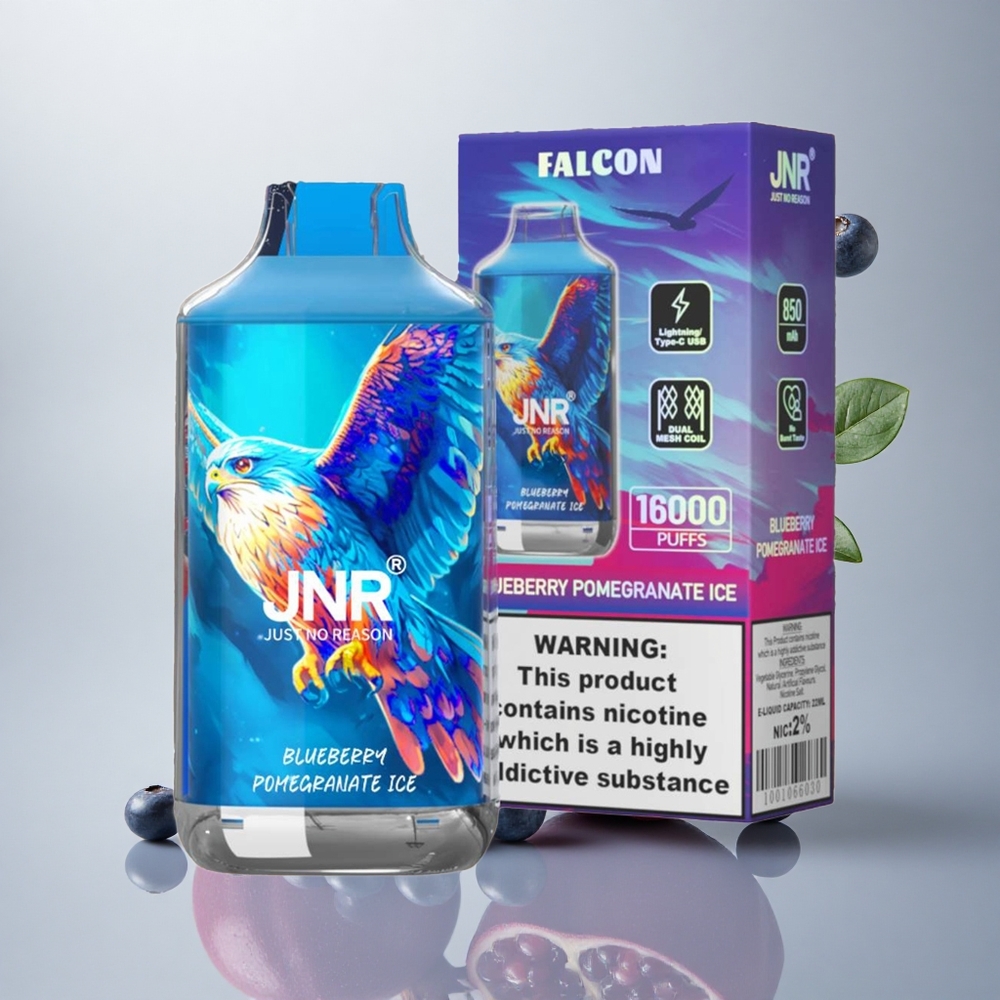 JNR Falcon 16000 Borova Granatova Led 850mAh 22ml Dvojna Mreža Nič Nikotina