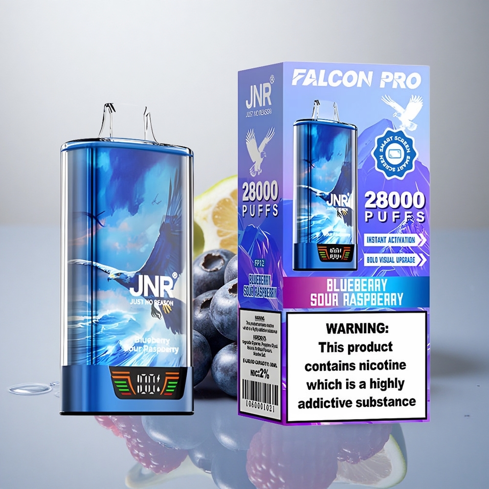 JNR Falcon Pro 28000 Boravična Malina Z 5% Nikotina, 950mAh, Dual Mesh Coil