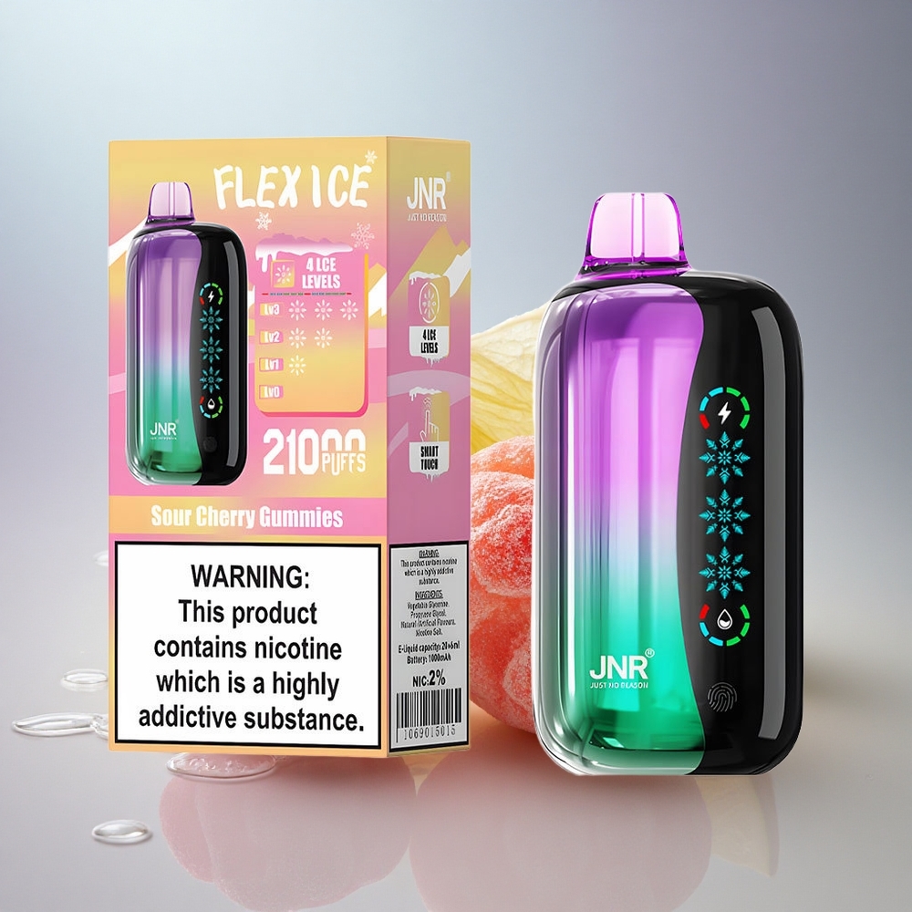 JNR Flex Ice 21000 Kislo Češnjeve Gumijaste Bonbone z Nastavljivim Ledom in 1000mAh
