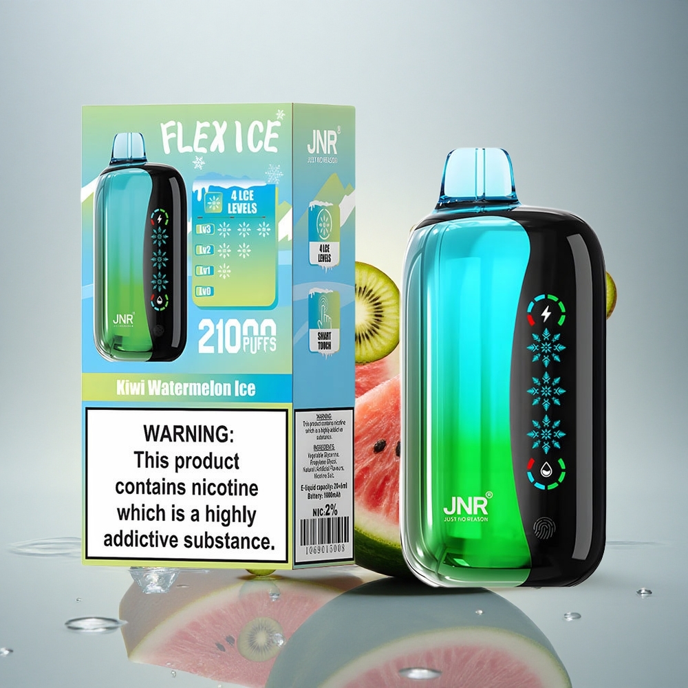 JNR Flex Ice 21000 Ledeniti Kiwi Lubenica z Nastavljivim Zrakom, Dual Mesh 1.2 Ohm in 1000mAh Baterijo