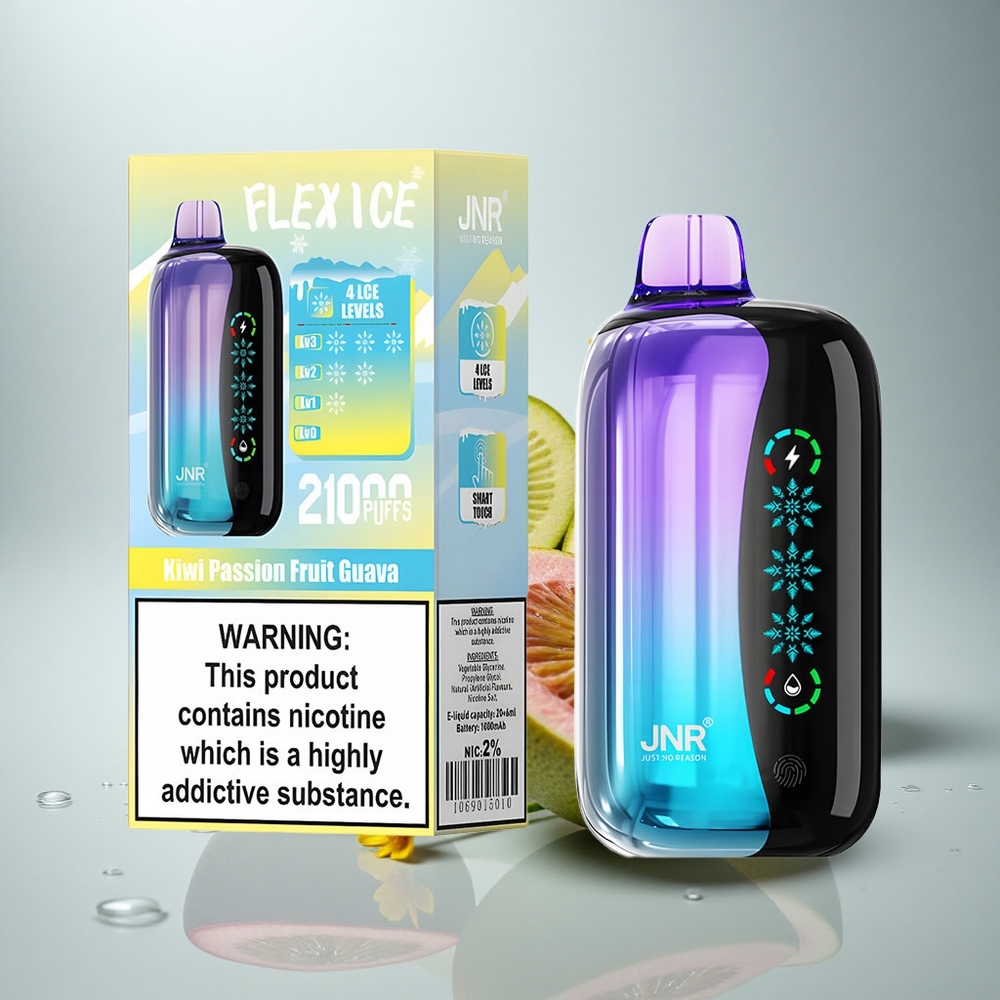JNR Flex Ice 21000 Pasijonfrut Guava Kivi z nastavljivim ledom, 1000mAh, vsebnost nikotina 0%,2%,3%,5%