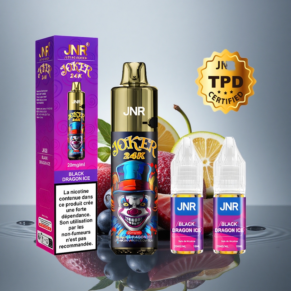 JNR Joker 24K Črni Zmaj Led z Vidno Stopnjo E-tekočine in 800mAh Baterijo