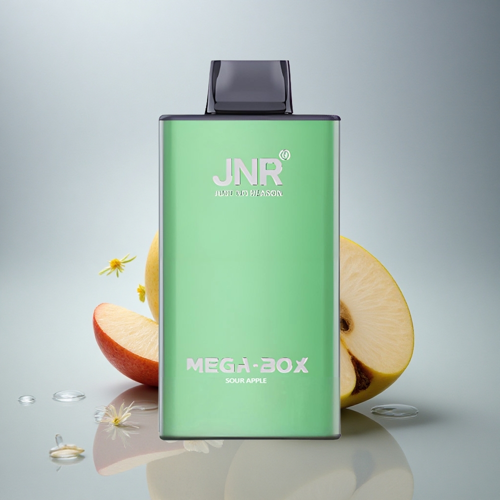JNR Mega Box 25000 Kislo Jabolko Dual Mesh Coil 850mAh Tipka Hitri Napajalnik