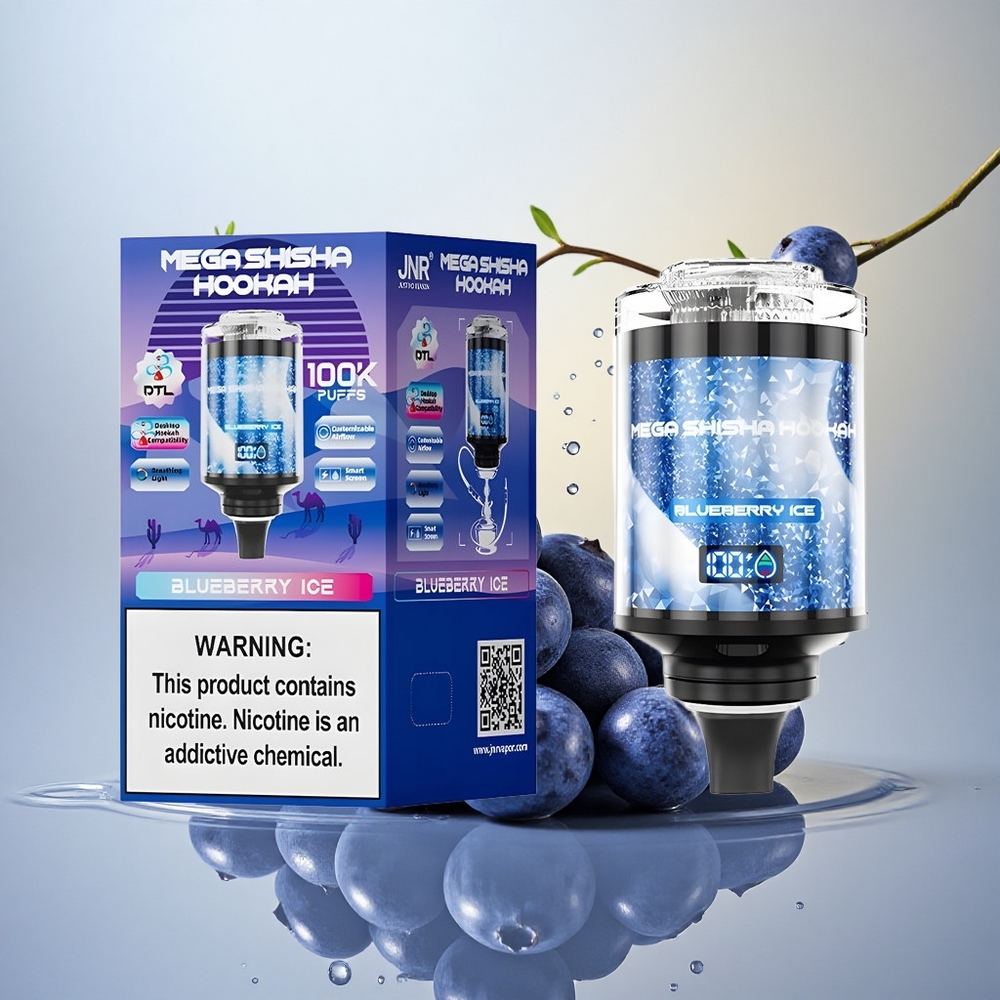 JNR Mega Shisha Hookah 100K Borovični Led z 2200mAh in 2% nikotina