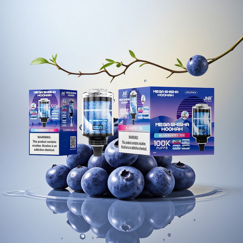 JNR Mega Shisha Hookah 100K Borovični Led z 2200mAh in 2% nikotina