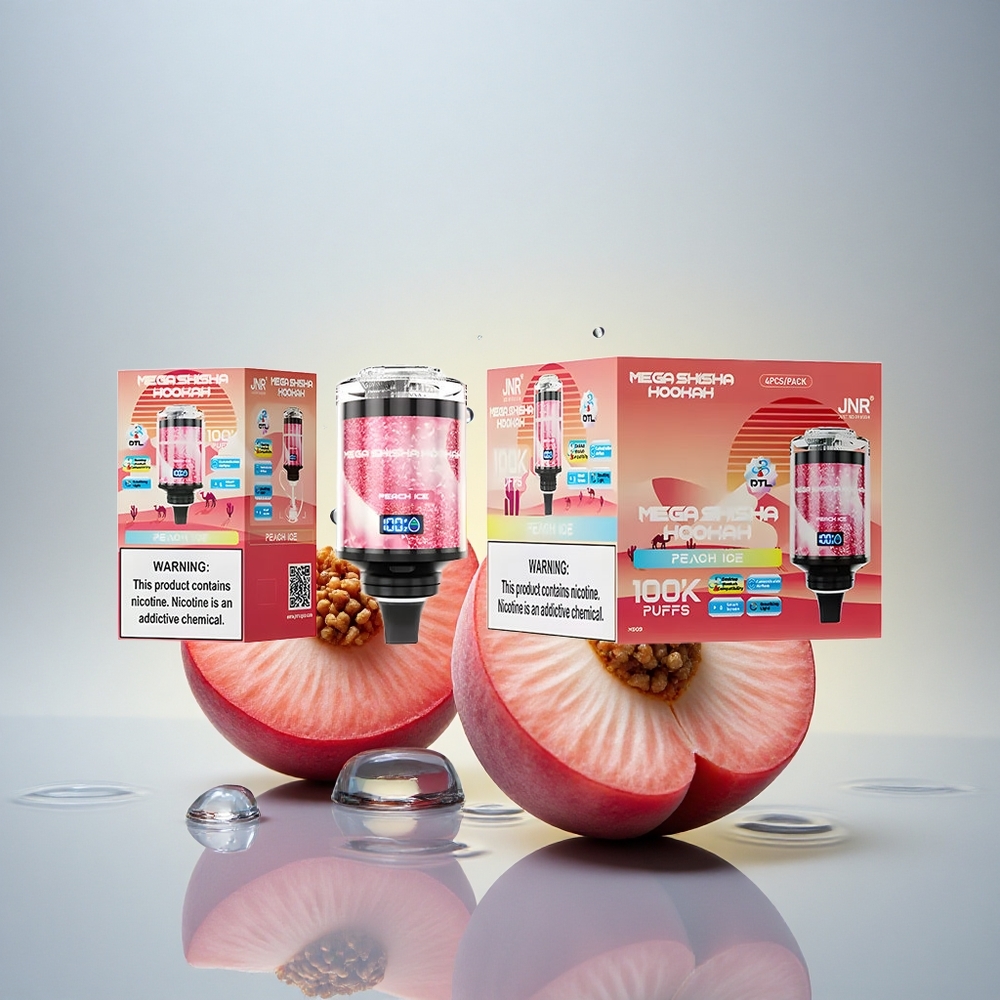 JNR Mega Shisha Hookah 100K Breskovi Led z 2% nikotina in 2200mAh