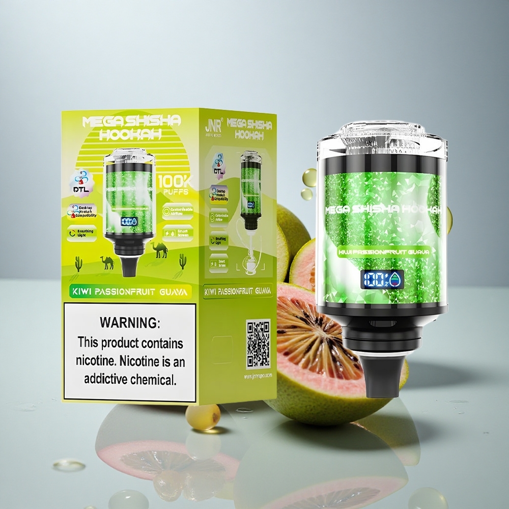 JNR Mega Shisha Hookah 100K Kivi Marakuča Gujava z 2200mAh in 2% nikotina