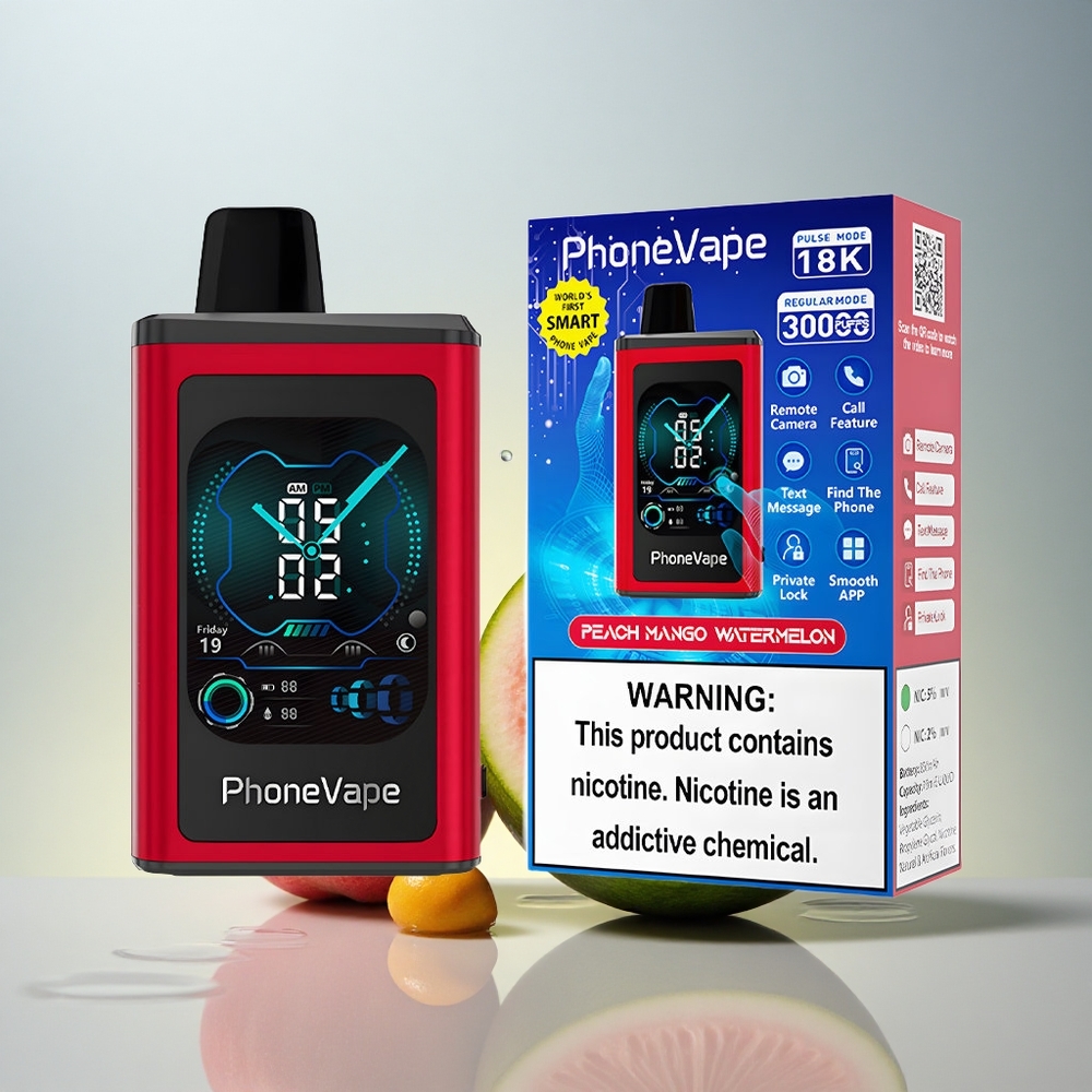 JNR PhoneVape 30000 Breskva Mango Lubenica z Nastavljivim Pretočnim Zrakom in Nikotinom 2%