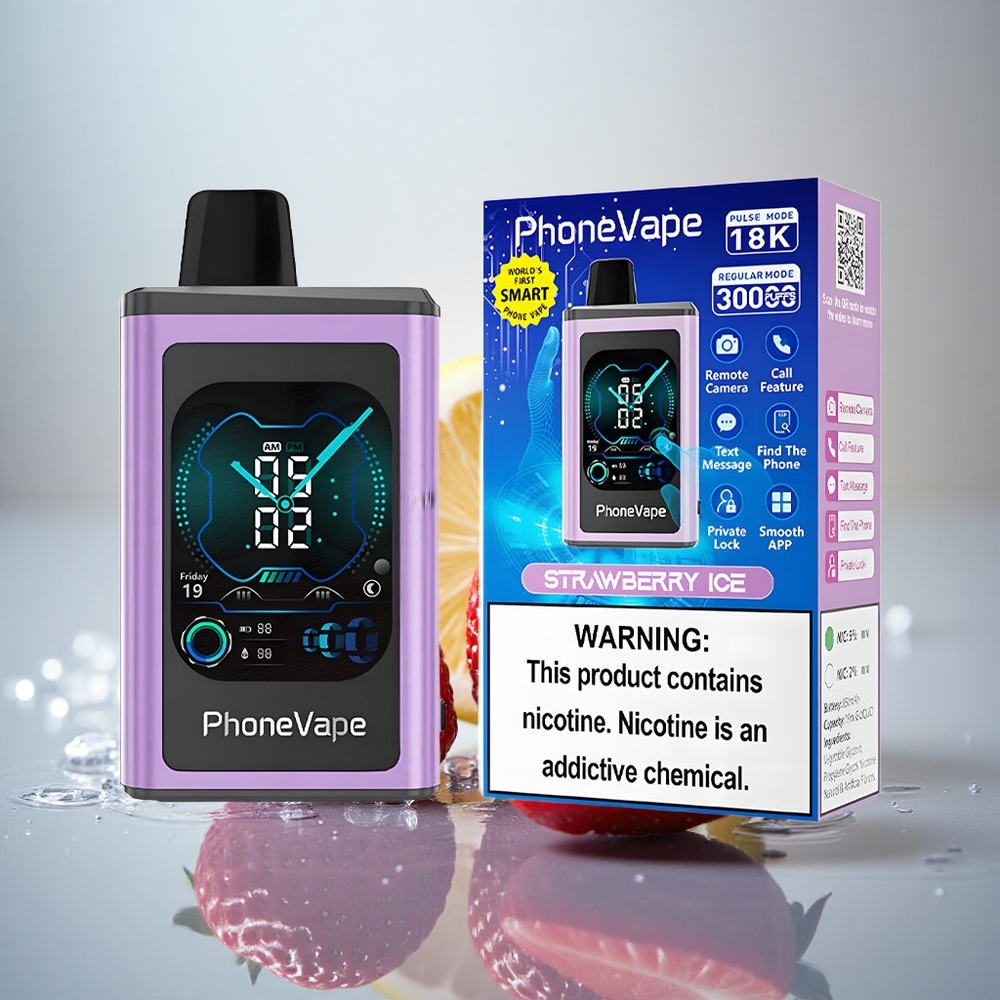 JNR PhoneVape 30000 Jagodni Led z Nastavljivim Pretokom Zraka in Nikotinom 5%