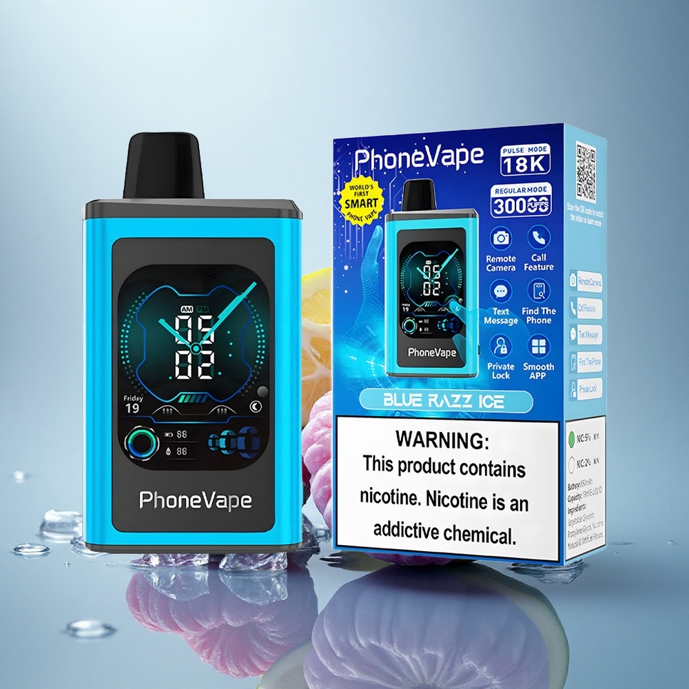 JNR PhoneVape 30000 Modra Malina Led z nastavljivim zračnim tokom in 850mAh baterijo