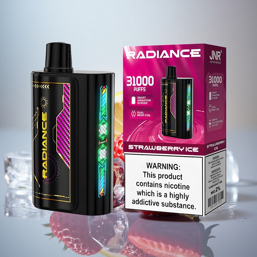JNR Radiance 31000 Jagodni Led z 2% nikotina, 950 mAh in Dual Mesh Coil