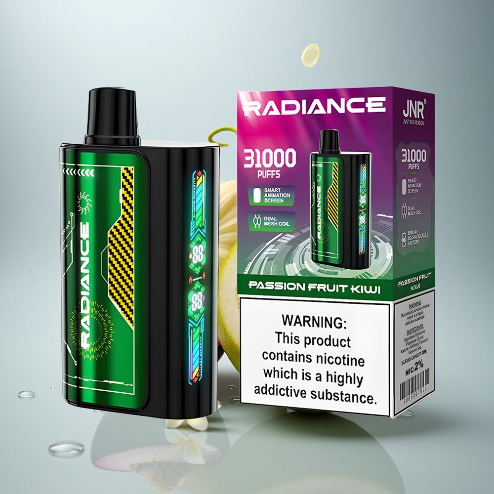 JNR Radiance 31000 Marakuja Kivi z 2% nikotina, 950 mAh in dvojno mrežasto tuljavo