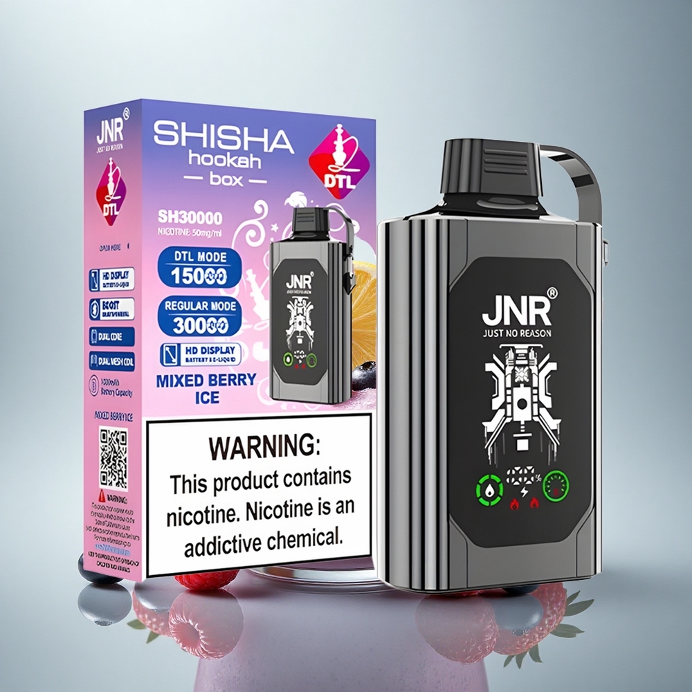 JNR Shisha Hookah Box 20500 Mešano Jagodni Led z Dual Mesh Coil in 1000mAh