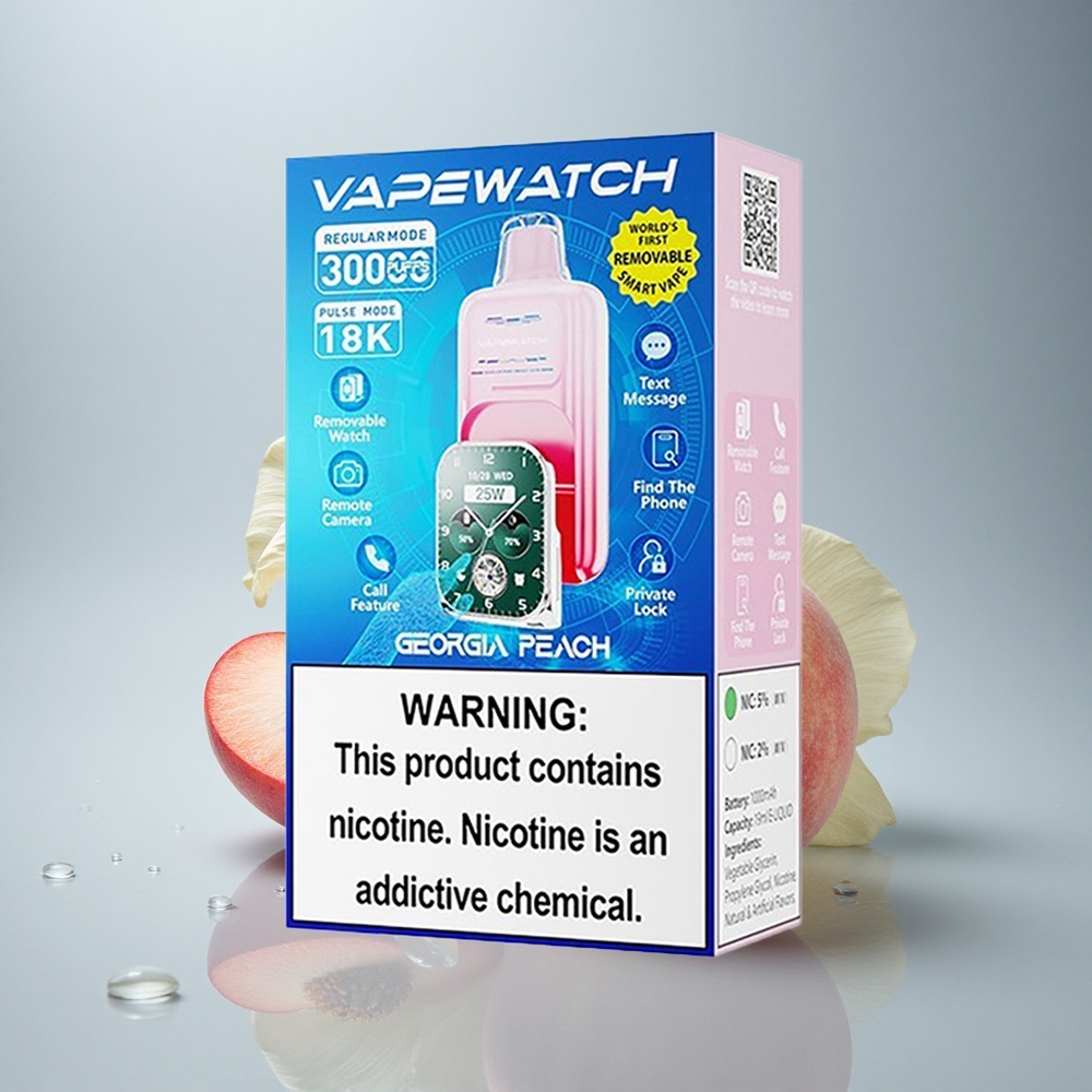 JNR VapeWatch 30000 Breskva Gruzije Dual Mesh Coil 19mL 5% nikotina