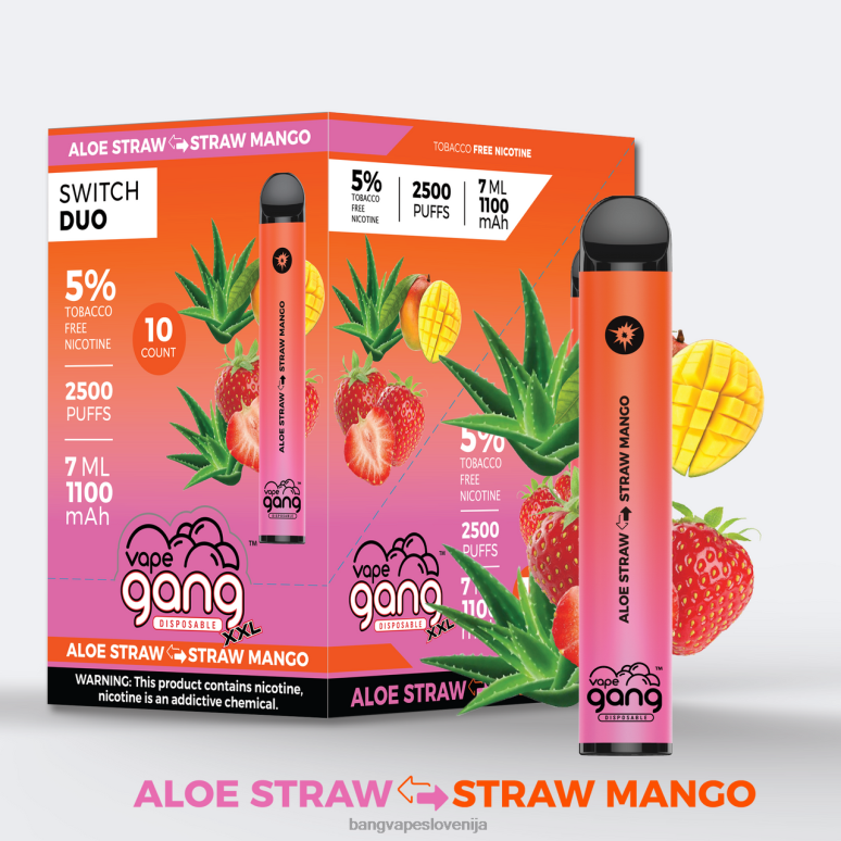 Vape Gang Switch Duo 2 okusa (škatla po 10) aloe jagoda - jagoda mango PN4LX38 - Bang Vape Slovenija