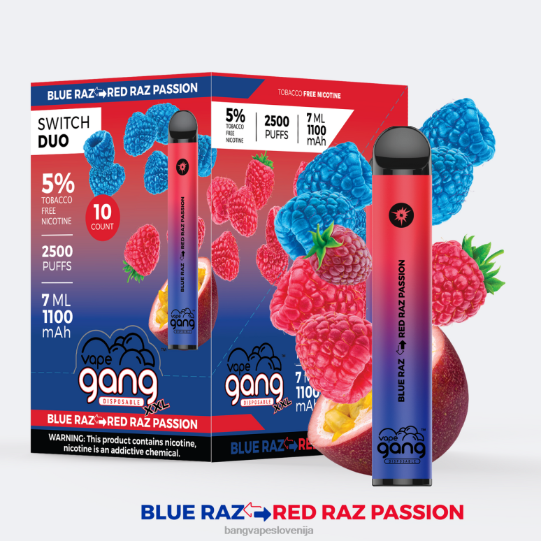 Vape Gang Switch Duo 2 okusa (škatla po 10) aloe jagoda - jagoda mango PN4LX38 - Bang Vape Slovenija