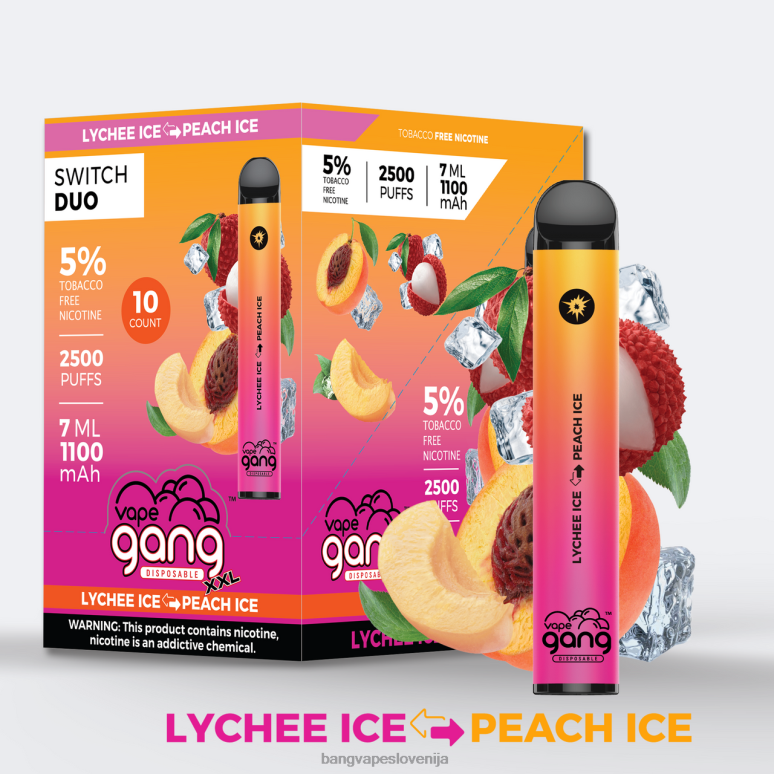 Vape Gang Switch Duo 2 okusa (škatla po 10) jagodni led - led iz lubenice PN4LX47 - Bang Disposable Vape Flavors