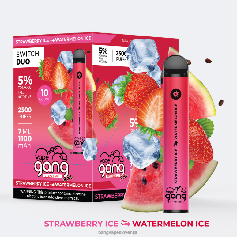 Vape Gang Switch Duo 2 okusa (škatla po 10) rdeče jabolko - zeleno jabolko PN4LX46 - Bang Box Vape Flavors